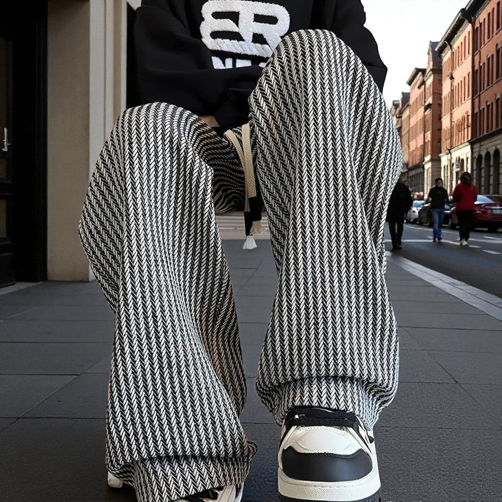 Christopher – Striped Woven Trousers with Loose Fit 1