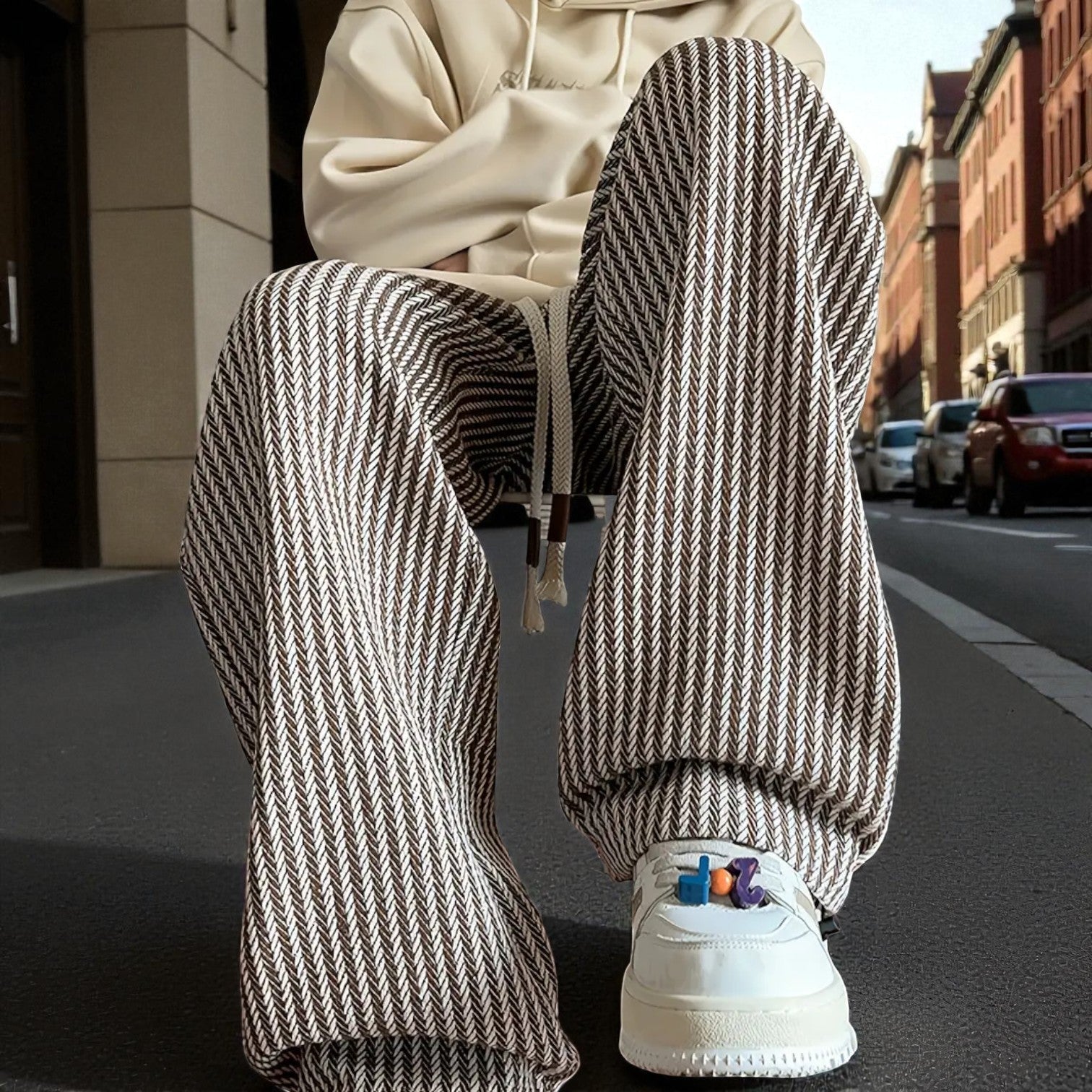 Christopher – Striped Woven Trousers with Loose Fit 3