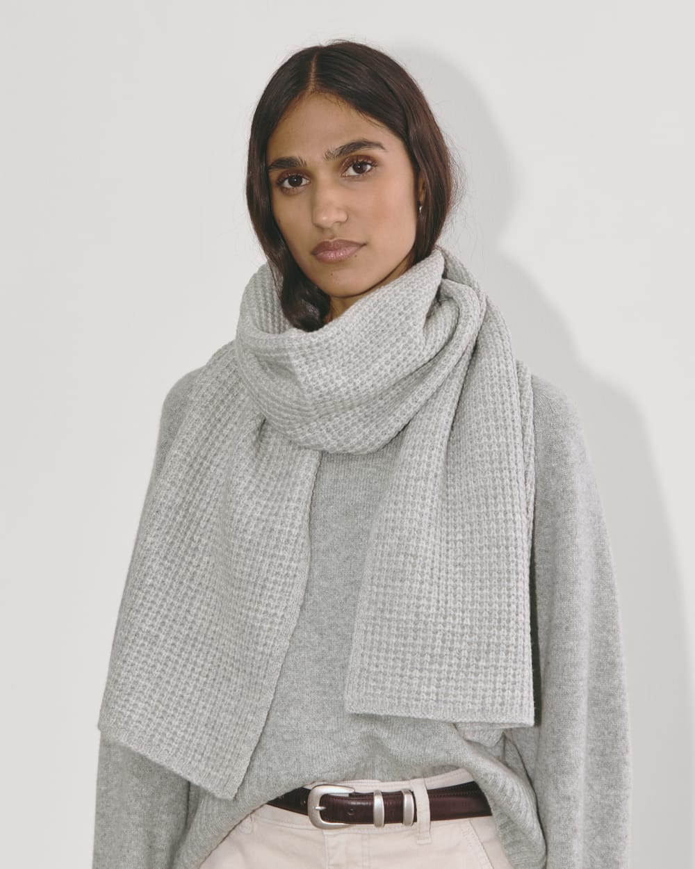 The Waffle Scarf | Heather Grey 1